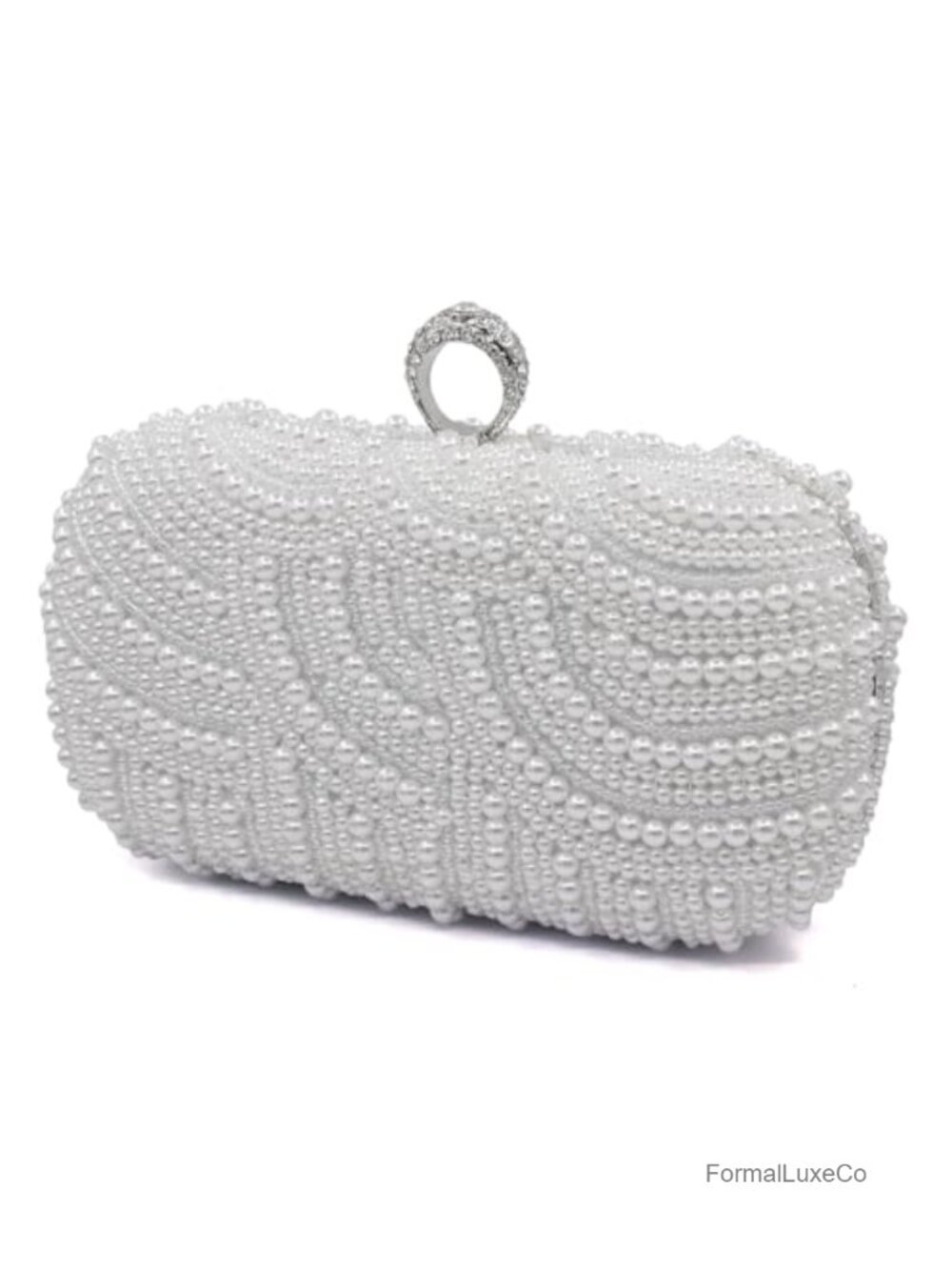 Pearl Beaded Clutch Bag with Chain for Wedding Prom Evening Purse